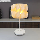 Small Japanese Wood Desk Lamp In Beige - Twist Task Lighting For Living Room