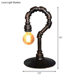 Small Rustic Iron Nightstand Lamp With Antiqued Hook 1 Light Desk Lighting For Bar