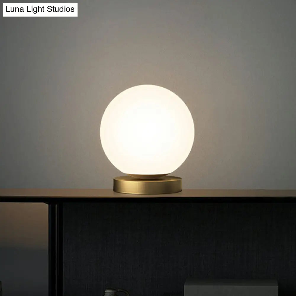 Small Sphere Night Light Glass Table Lamp With Gold Base - Simple And Elegant