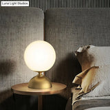 Small Sphere Night Light Glass Table Lamp With Gold Base - Simple And Elegant