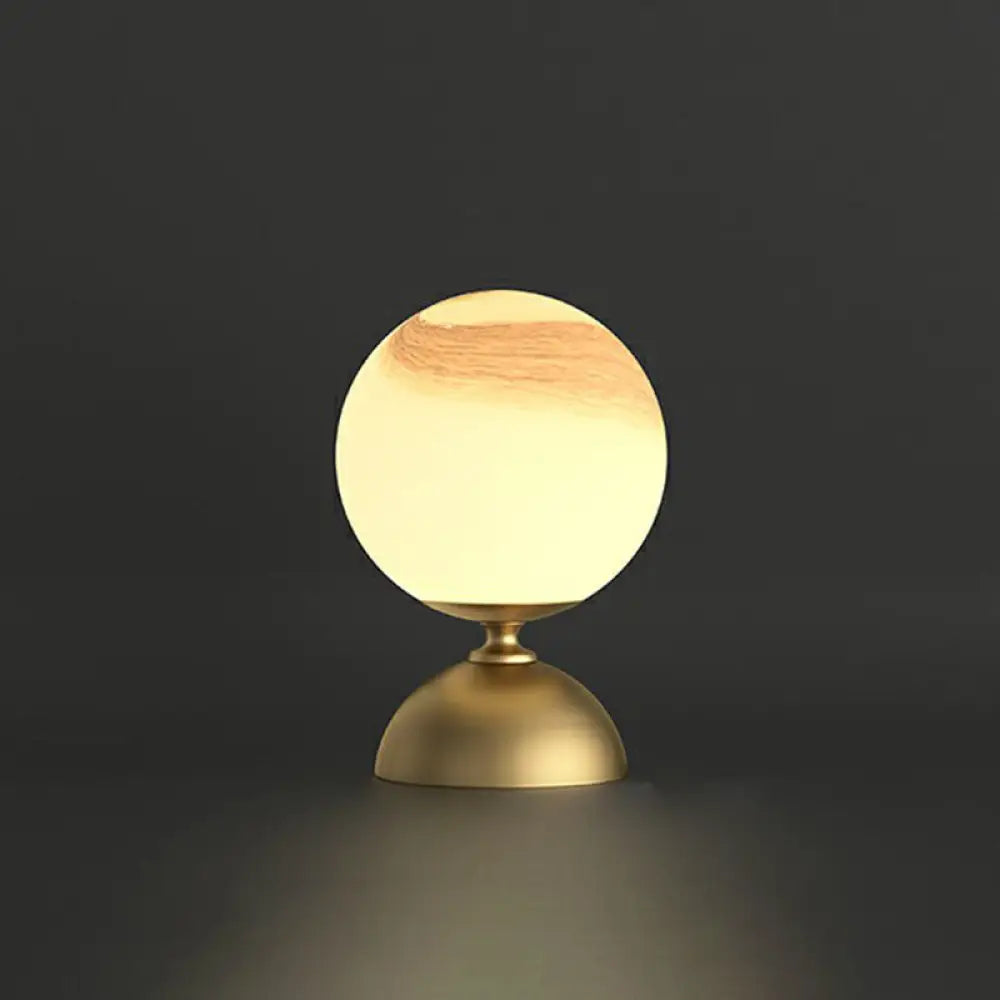 Small Sphere Night Light Glass Table Lamp With Gold Base - Simple And Elegant / B