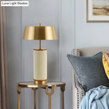 Small White Metal Desk Lamp With Flared Design - Modernist Style For Living Room Laptop Or Office