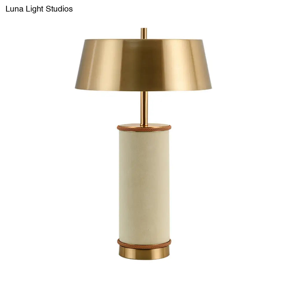 Small White Metal Desk Lamp With Flared Design - Modernist Style For Living Room Laptop Or Office
