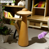 Small Wood Led Desk Lamp: Modernist Mushroom Table Light In Beige - Ideal For Living Room