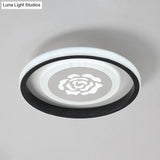 Smile/Anchor/Panda Pattern Circular Led Flush Ceiling Mount Lamp In Cartoon Acrylic Black