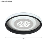 Smile/Anchor/Panda Pattern Circular Led Flush Ceiling Mount Lamp In Cartoon Acrylic Black