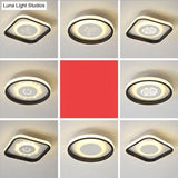 Smile/Anchor/Panda Pattern Circular Led Flush Ceiling Mount Lamp In Cartoon Acrylic Black