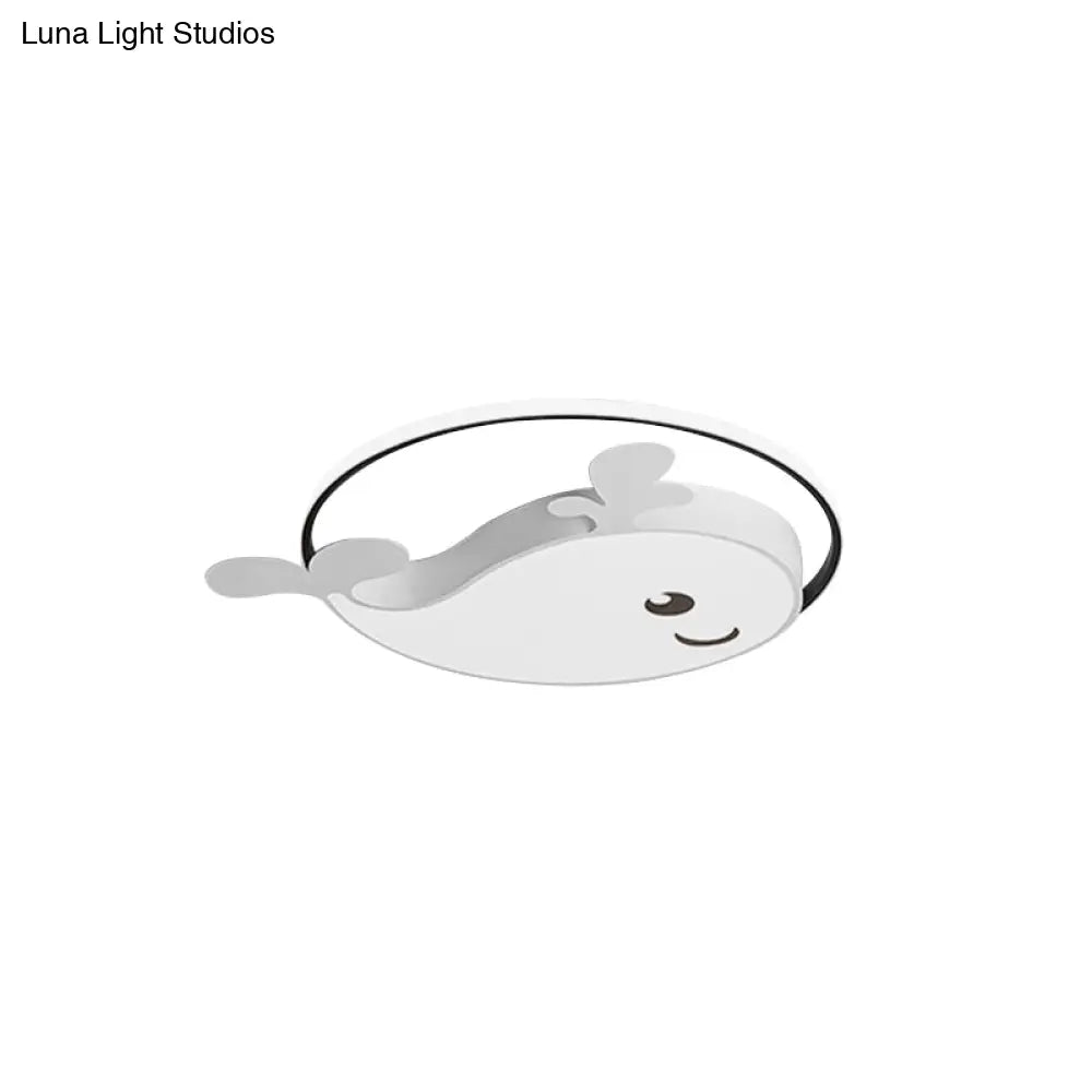 Smile Dolphin Kids’ Bedroom Ceiling Lamp - Acrylic Animal Flush Light