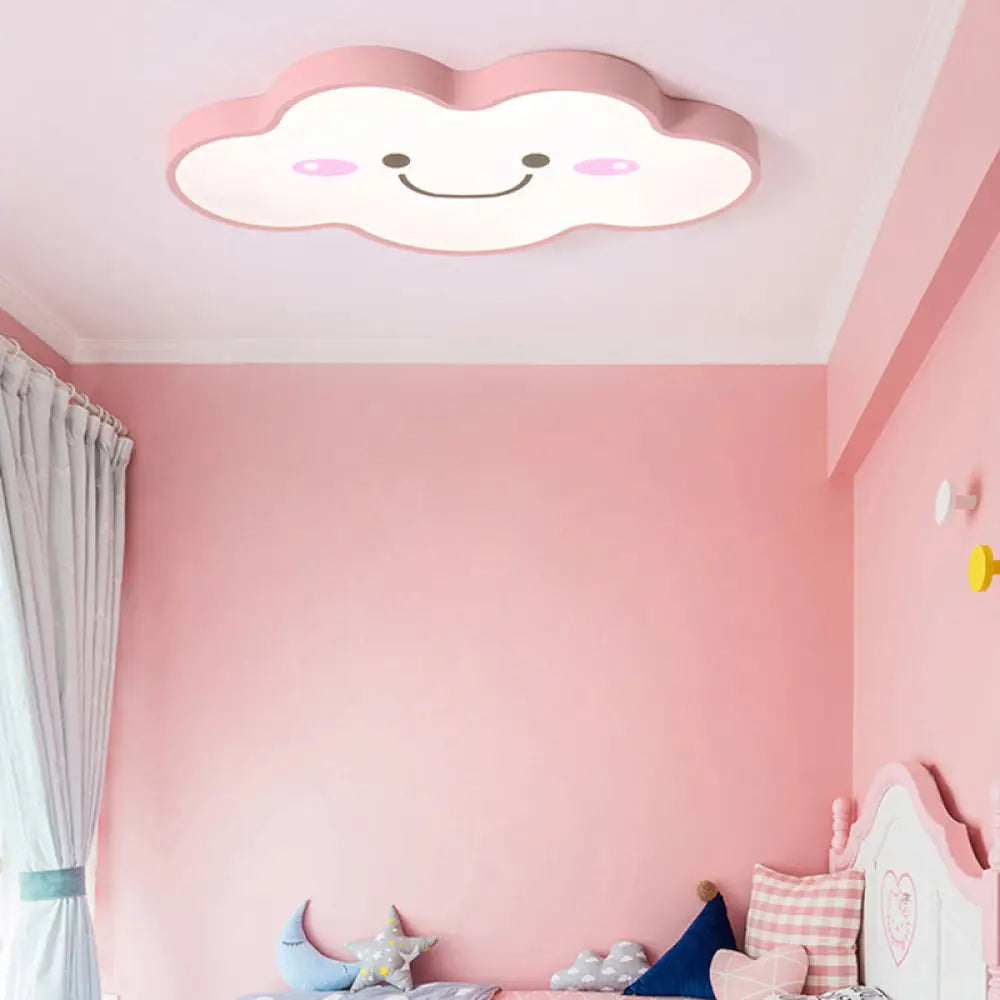 Smiling Cloud Ceiling Light - Children’s Nordic Style Acrylic Fixture Pink / 19.5’ White