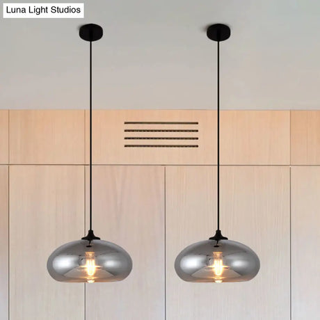 Smoke Gray Glass Mini Pendant Light - Modern Ceiling Hanging For Bar & Cafe