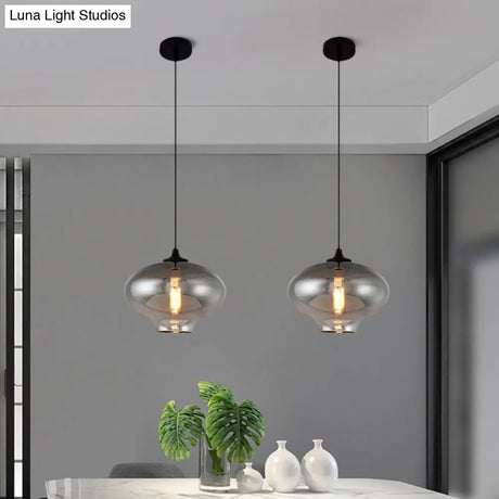 Smoke Gray Glass Mini Pendant Light - Modern Ceiling Hanging For Bar & Cafe