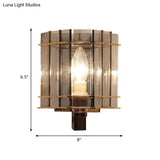 Smoke Gray Glass Rectangle Wall Sconce With Modern Panel Design - Bedside Lamp