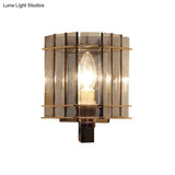 Smoke Gray Glass Rectangle Wall Sconce With Modern Panel Design - Bedside Lamp