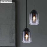 Smoke Grey Glass Pendant Light - Modern Cloche Design With 1 Head And Black Hanging Fixture