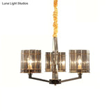 Smoked Glass Triangle Chandelier - Modernistic Dining Room Ceiling Light With 3 Bulbs
