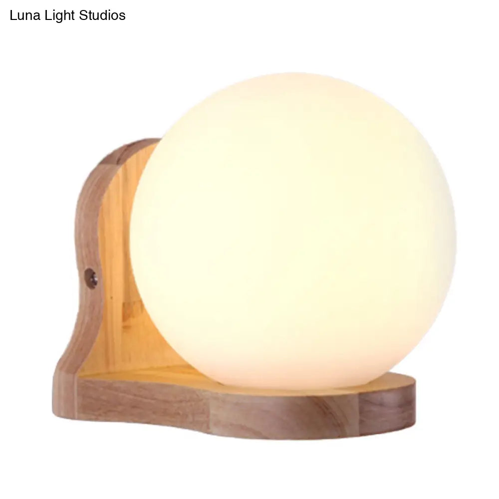 Sphere Sconce Lighting: Elegant Balcony Study Room Milk Glass Wall Lamp