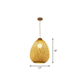 Spherical Bamboo Pendant Light - Beige | Single Asia-Inspired Hanging Fixture For Restaurants / 17