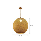 Spherical Bamboo Pendant Light - Beige | Single Asia-Inspired Hanging Fixture For Restaurants / 31.5