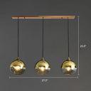 Spherical Multi-Glass Ceiling Lamp With 3 Lights For Modern Dining Room Suspension Gold / Linear