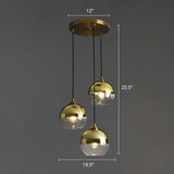 Spherical Multi-Glass Ceiling Lamp With 3 Lights For Modern Dining Room Suspension Gold / Round