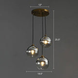 Spherical Multi-Glass Ceiling Lamp With 3 Lights For Modern Dining Room Suspension Silver / Round