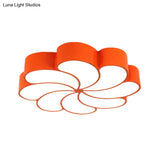Spiral Flower Acrylic Kids Led Flush Mount Light In Orange/Yellow