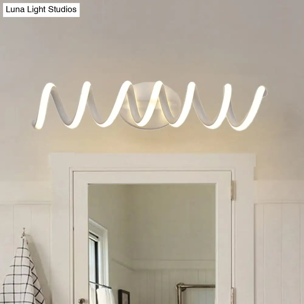 Spiral Led Vanity Light For Modern Bathroom | Wall Mounted Mirror In Warm/White/Natural 13/18.5/22.5