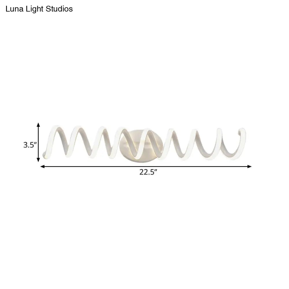Spiral Led Vanity Light For Modern Bathroom | Wall Mounted Mirror In Warm/White/Natural 13/18.5/22.5