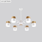Splicing Cylinder Rotatable Chandelier: Macaron Iron 6-Head Ceiling Hanging Light In
