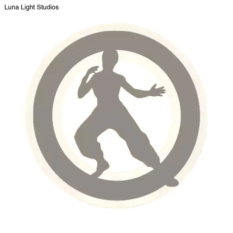 Sporty Kung Fu Kids Wall Light In White Finish