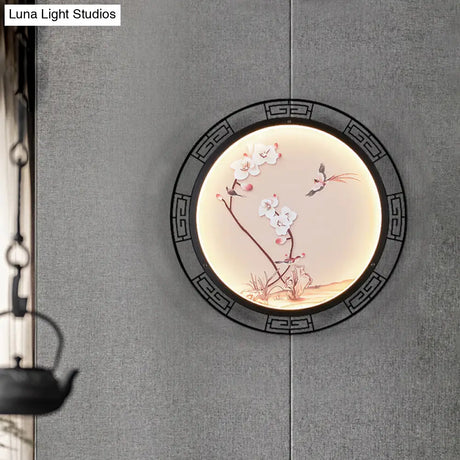 Spring Blossom Pink Sconce Mural Lamp: Retro Led Wall Light For Guest Room