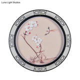 Spring Blossom Pink Sconce Mural Lamp: Retro Led Wall Light For Guest Room