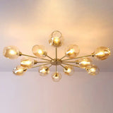 Sputnik Ceiling Mount Chandelier: Postmodern Cup Glass Parlor Flush Light In Brass 12 / Amber