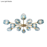 Sputnik Ceiling Mount Chandelier: Postmodern Cup Glass Parlor Flush Light In Brass