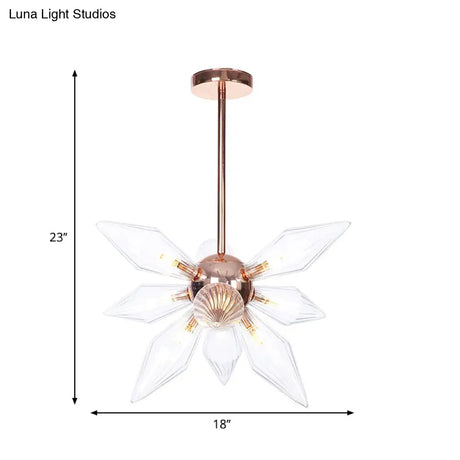 Sputnik Clear/Amber Glass Chandelier - 9/12/15 Bulbs Brass/Copper Finish Living Room Lighting