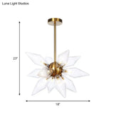 Sputnik Clear/Amber Glass Chandelier - 9/12/15 Bulbs Brass/Copper Finish Living Room Lighting