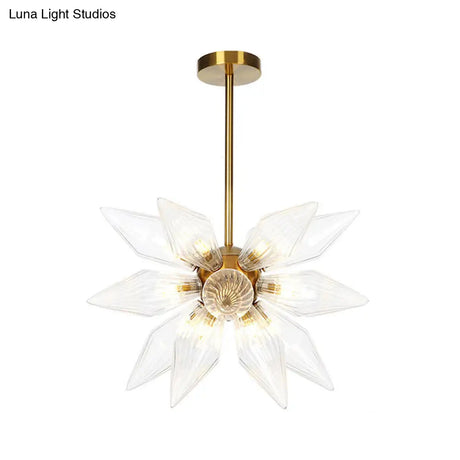 Sputnik Clear/Amber Glass Chandelier - 9/12/15 Bulbs Brass/Copper Finish Living Room Lighting