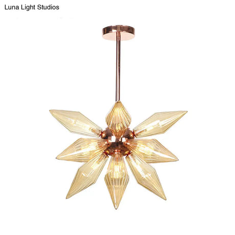 Sputnik Clear/Amber Glass Chandelier - 9/12/15 Bulbs Brass/Copper Finish Living Room Lighting