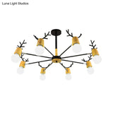 Sputnik Metal Chandelier - Modern Ceiling Hang Fixture With Bare Bulb For Bedroom 3/6/8 Lights