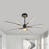 Sputnik Modern Hanging Chandelier - Metal Black Finish 6/8 Lights Warm/White Suspension Light 8 /