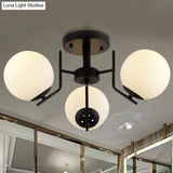 Sputnik Semi Flush Light: 3/5/6 Lights White Glass Ceiling Fixture For Living Room