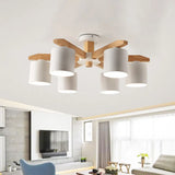 Sputnik Wooden Semi Mount Lighting - Nordic 5/6/8-Light Flush Ceiling Light With Metal Shade 6 /