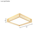Square Acrylic Flush Ceiling Light - Asian Beige Led Fixture In Warm/White With Wood Frame