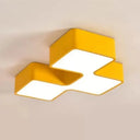 Square Acrylic Flush Mount Ceiling Light For Kindergarten And Nursing Room With Modern Style Yellow