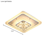 Square Crystal Led Flush Ceiling Light - 19.5’/23.5’/27.5’ Sizes Modern White Design