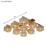 Square Crystal Rod Ceiling Light Fixture - Modern Semi Flush Mount With Tri - Sided Design (4/6/9