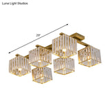 Square Crystal Rod Ceiling Light Fixture - Modern Semi Flush Mount With Tri - Sided Design (4/6/9