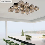 Square Crystal Rod Ceiling Light Fixture - Modern Semi Flush Mount With Tri - Sided Design (4/6/9