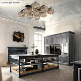 Square Crystal Rod Ceiling Light Fixture - Modern Semi Flush Mount With Tri - Sided Design (4/6/9