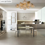 Square Crystal Rod Ceiling Light Fixture - Modern Semi Flush Mount With Tri - Sided Design (4/6/9